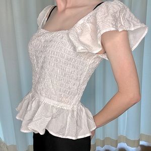 White Babydoll Summer Ruffle Top Open Edit Nordstrom